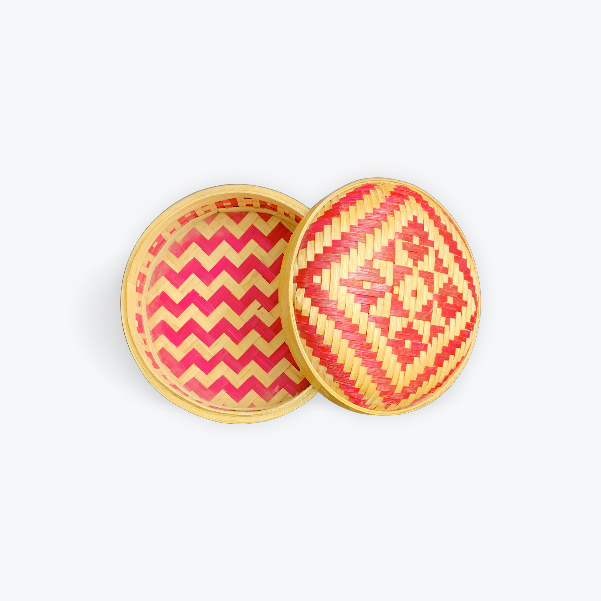 Bamboo Round Jewellery Box(Magenta) Top view Bamboo Round Jewellery Box(Magenta) Top view