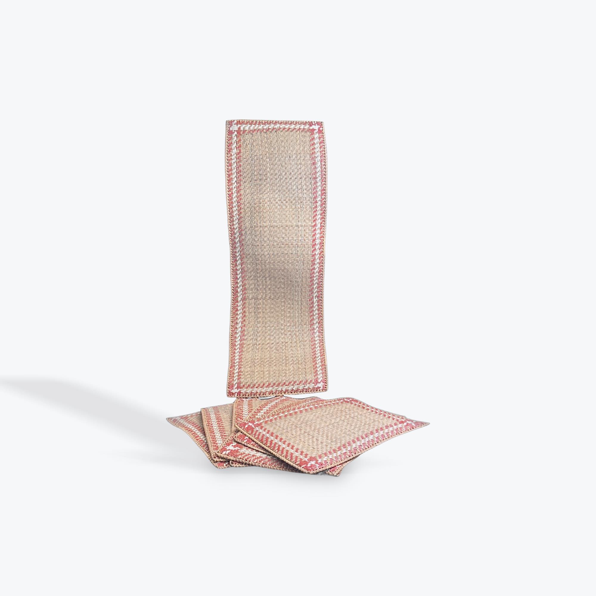 Buriganga Exclusive Placemats And Table Runner Set - Red Beige Buriganga Exclusive Placemats And Table Runner Set - Red Beige